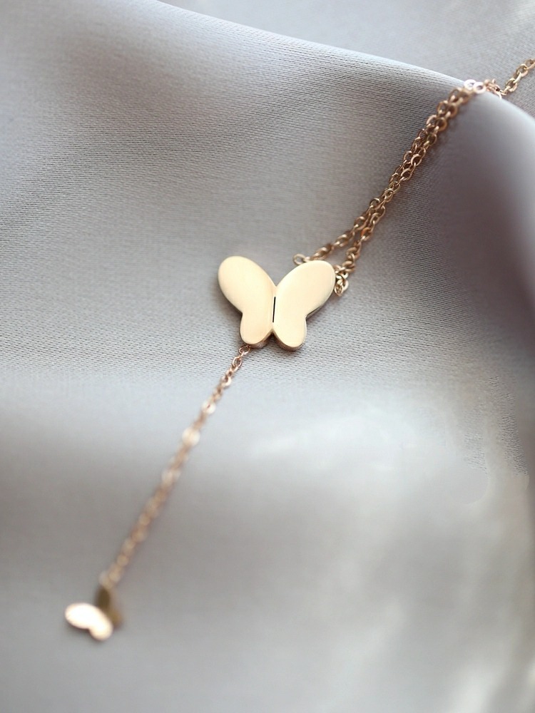 Collier Papillon Bis Rose Gold Acier inoxydable Plaqué Or