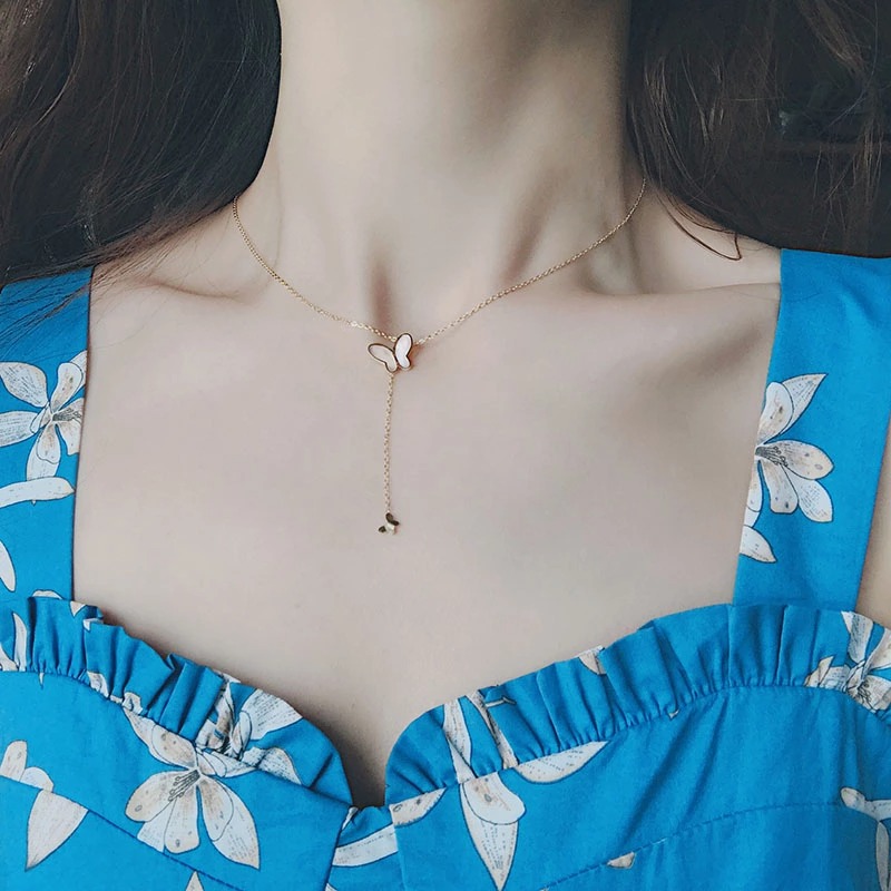 Collier Papillon Bis Rose Gold Acier inoxydable Plaqué Or