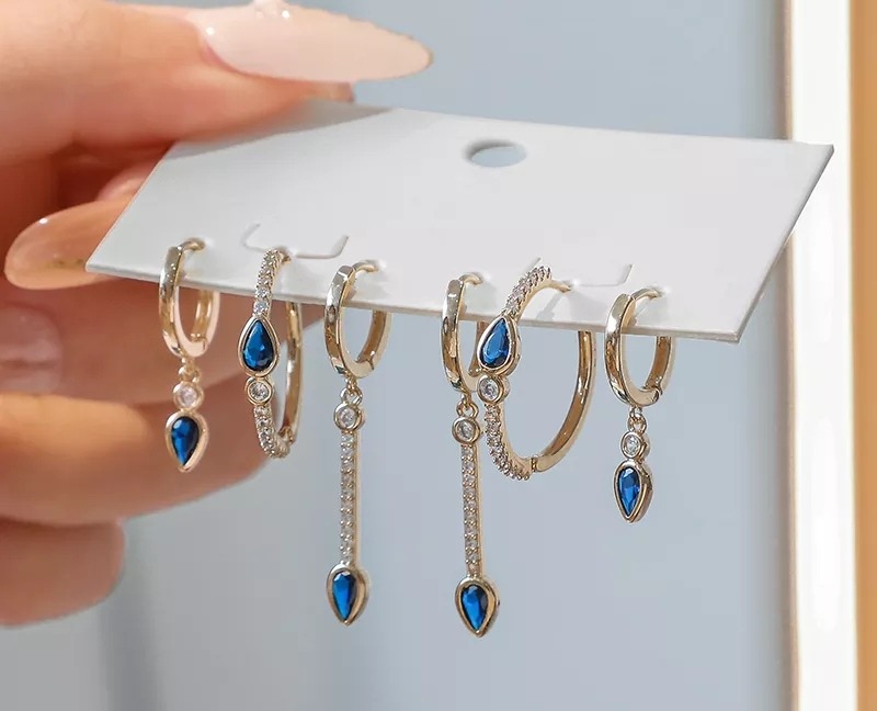 Blue earrings - Lot de boucles d'oreilles