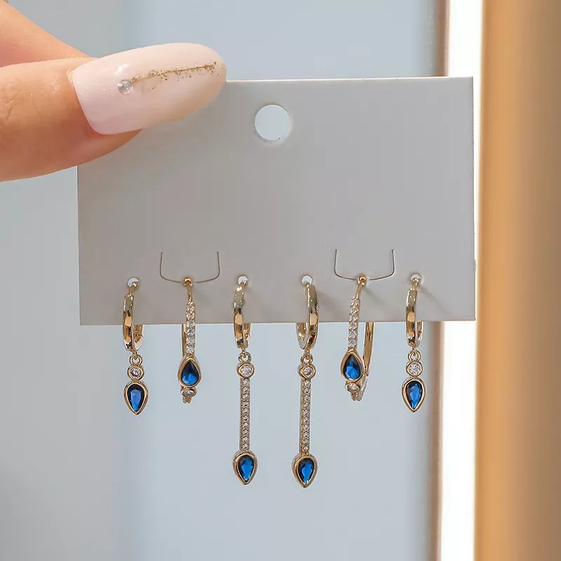 Blue earrings - Lot de boucles d'oreilles