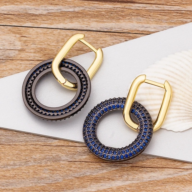 Boucles d'oreilles Cercle Bleu étincelant