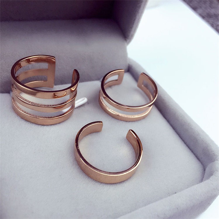 Trio Bagues Rose Gold