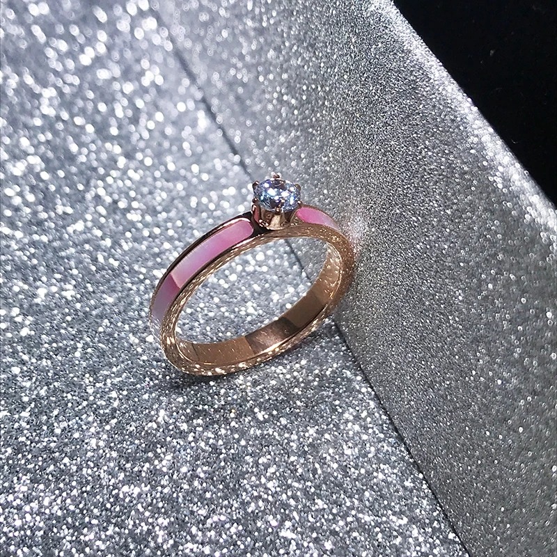 PINK Ring white Stone