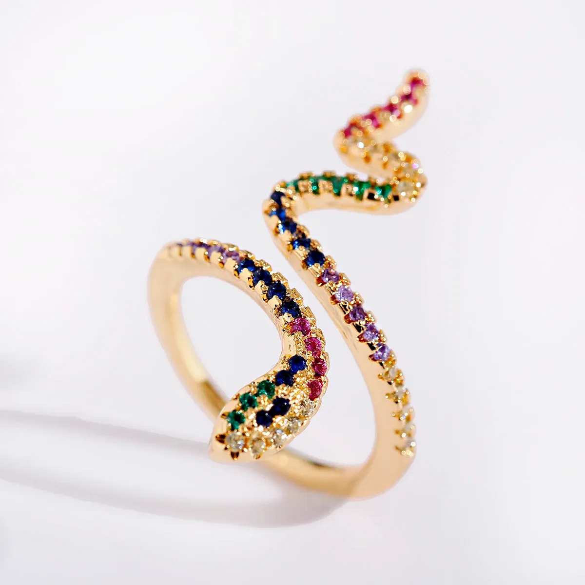 Bague Serpent aux Strasses colorés